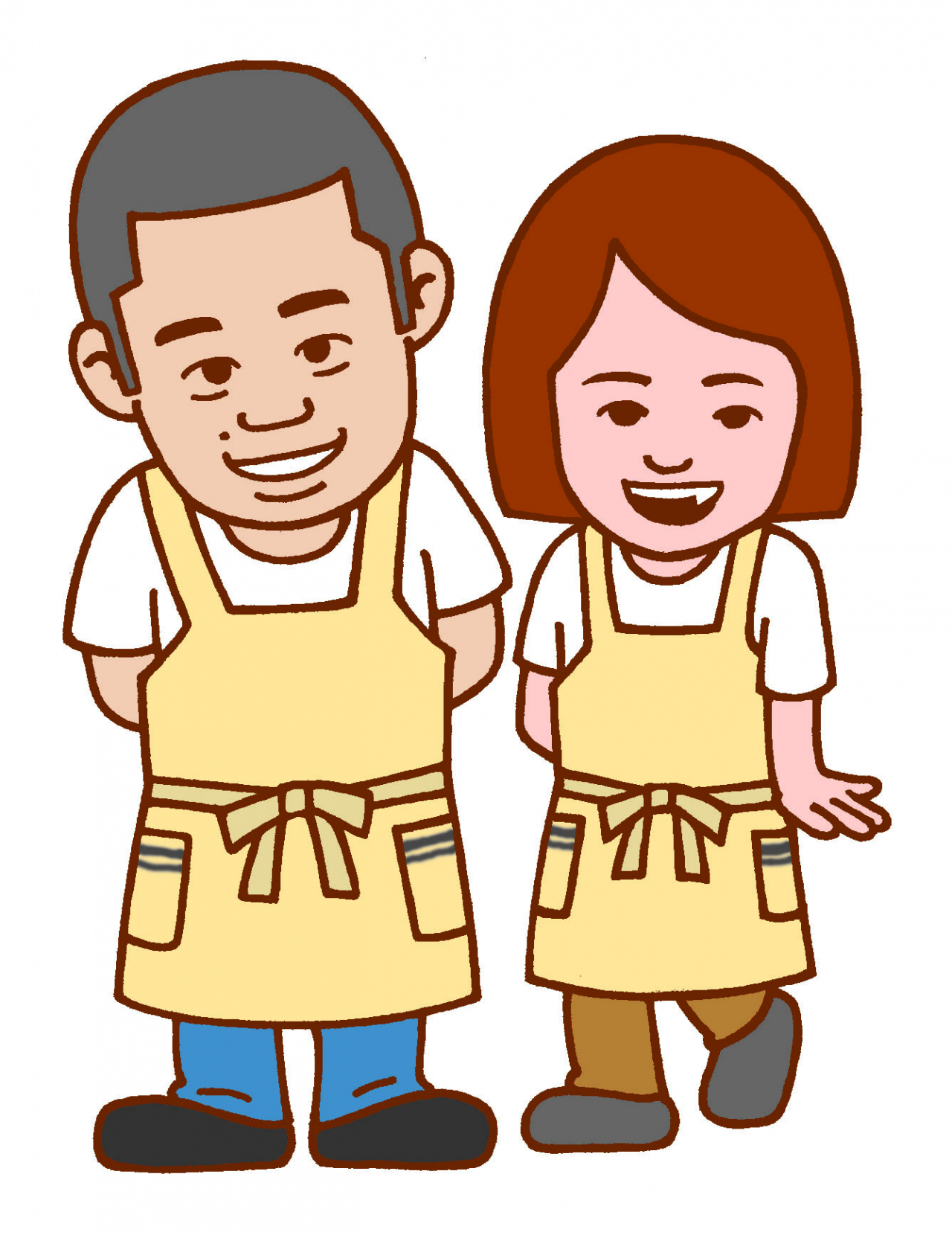 福田さん夫妻(全身)ライン茶